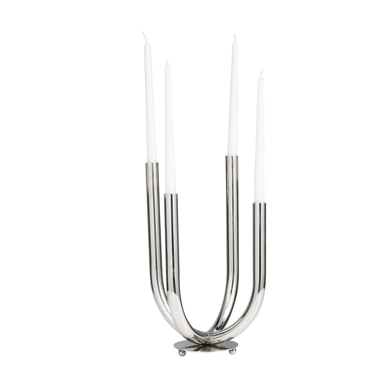 15" Silver Stainless Steel Abstract U-Shaped Candelabra